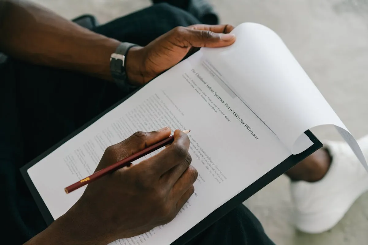 Pesquisador entregando documento para participante de pesquisa assinar, representando consentimento