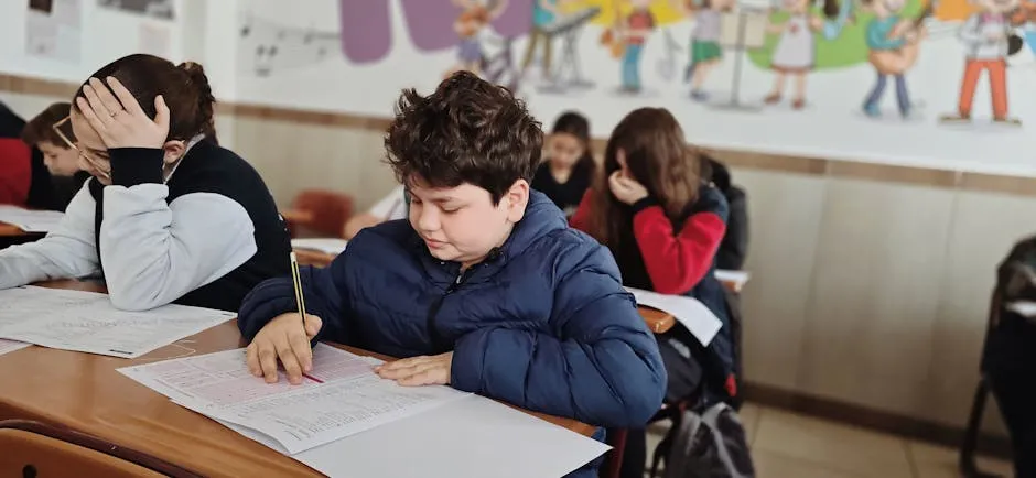 Pesquisadora estudando em mesa com cadernos e computador, representando preparação para defesa acadêmica.