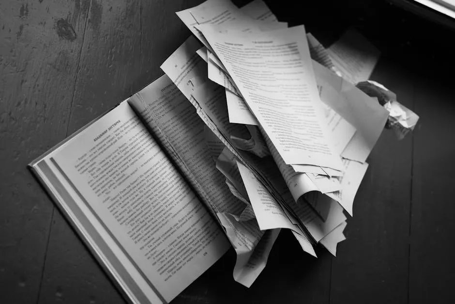 Pilha de documentos acadêmicos sobre mesa de trabalho universitário