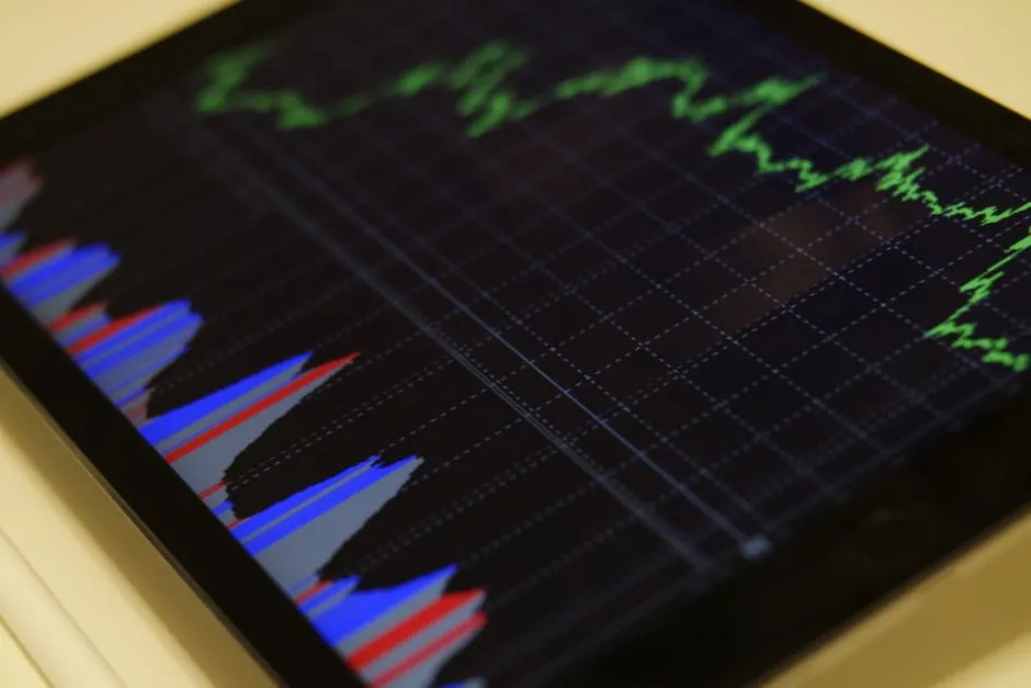 Gráfico estatístico em tela de computador com números e curvas, representando análise de dados de pesquisa.