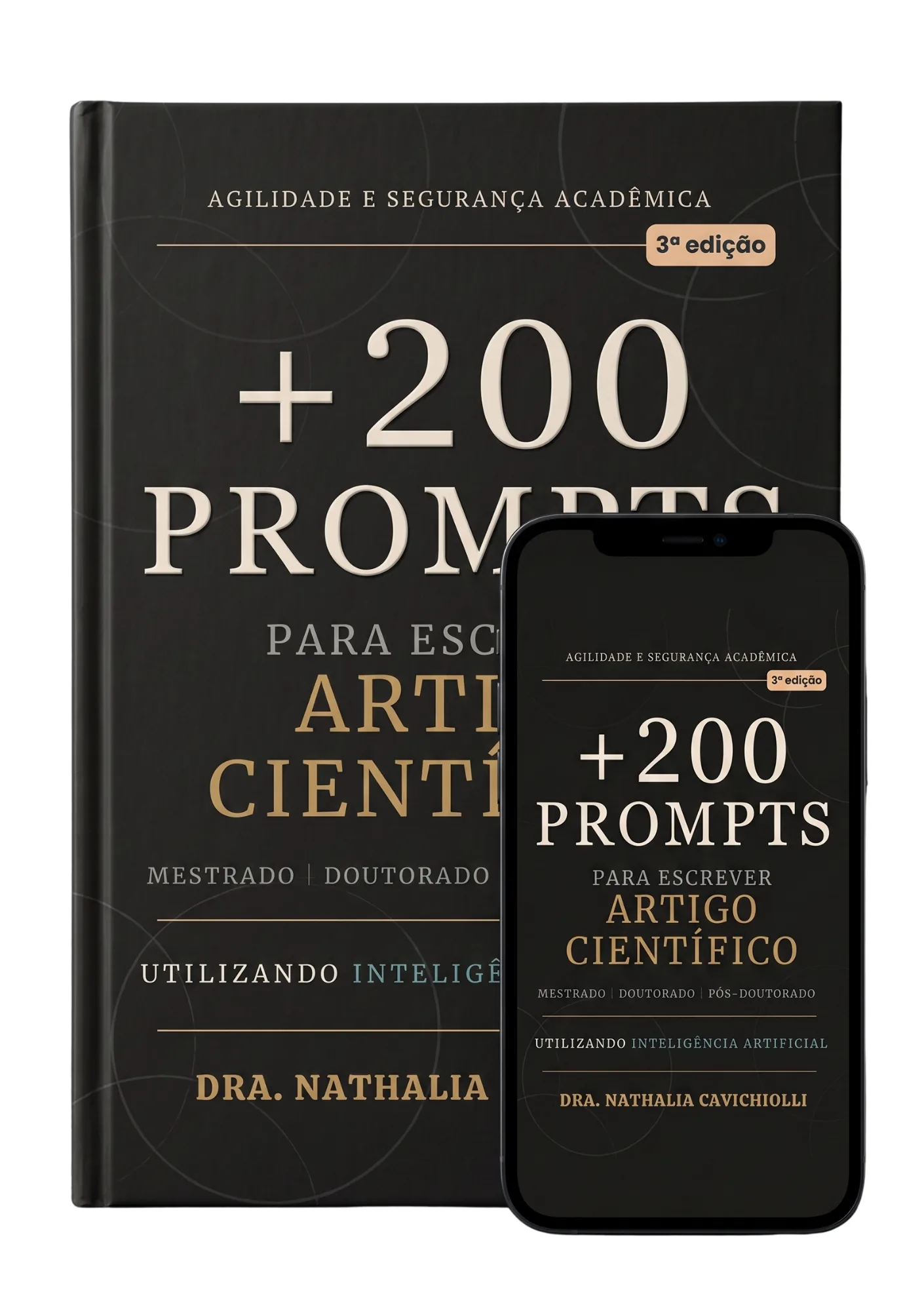 Mockup do ebook +200 Prompts para Escrever Artigo Científico
