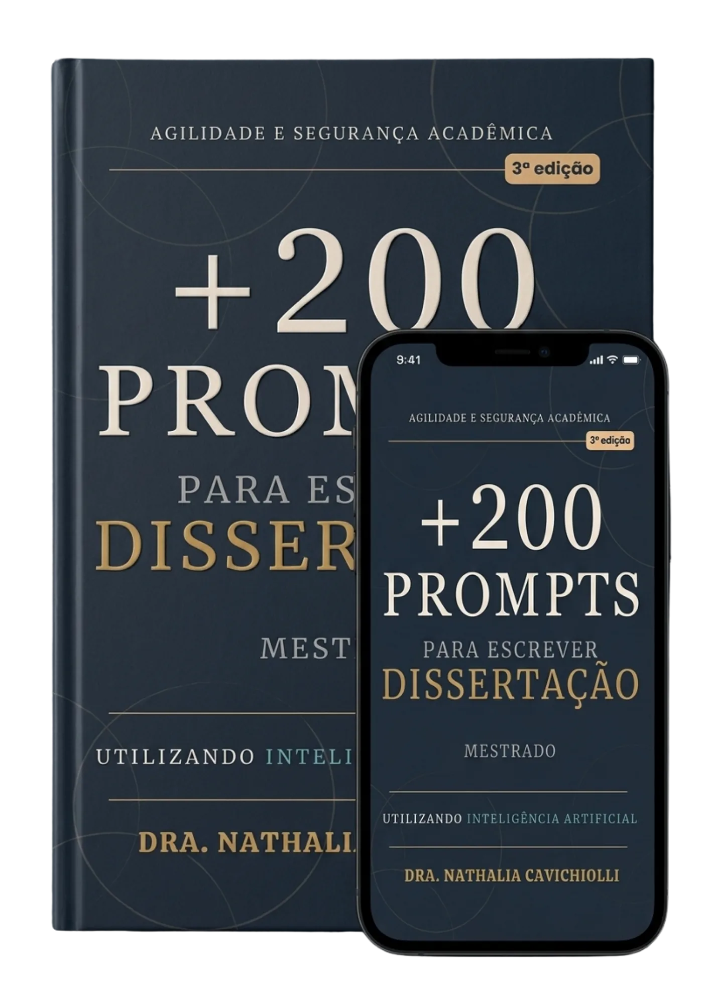 Mockup do ebook +200 Prompts para Escrever Dissertação de Mestrado