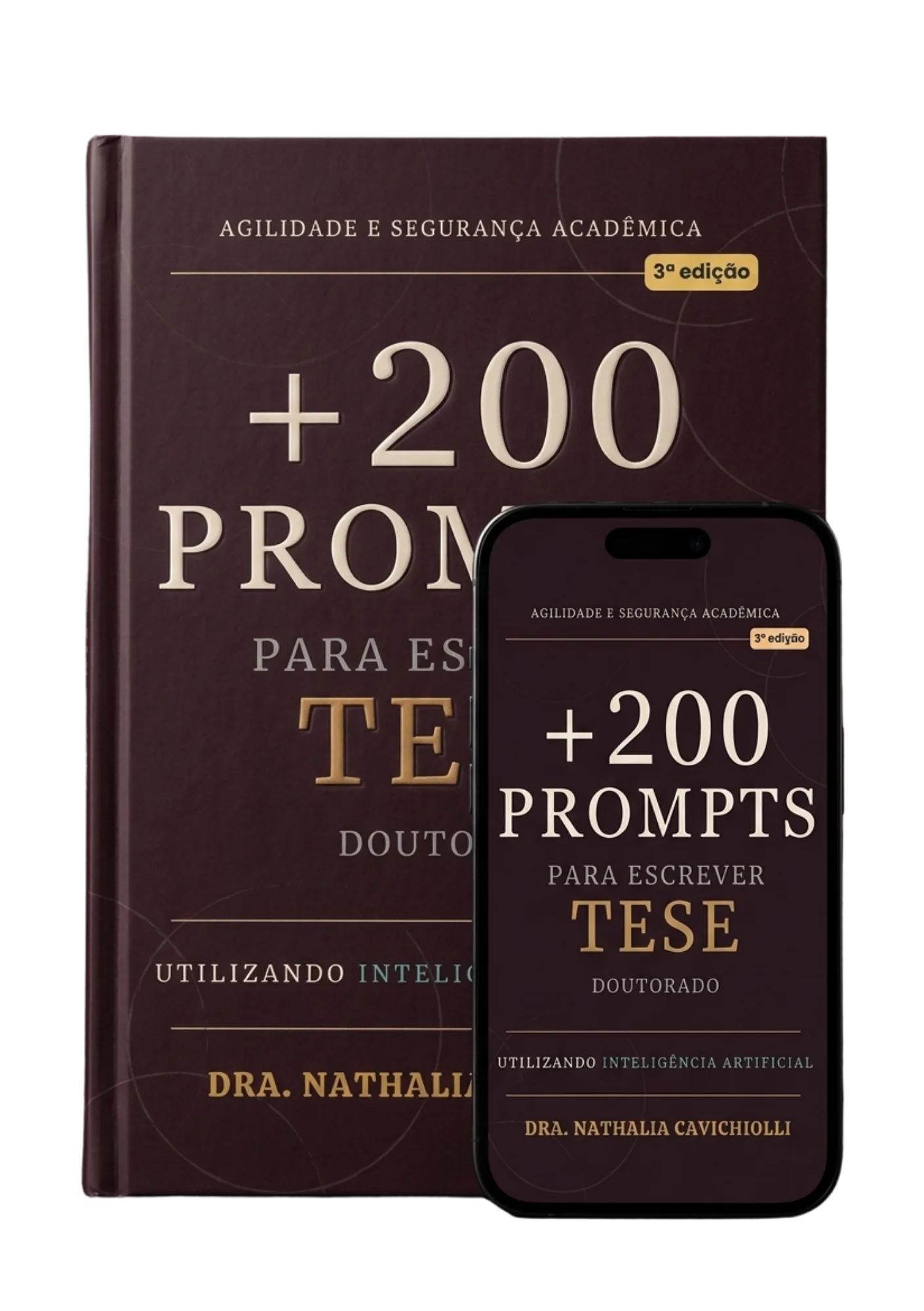 Mockup do ebook +200 Prompts para Escrever Tese de Doutorado